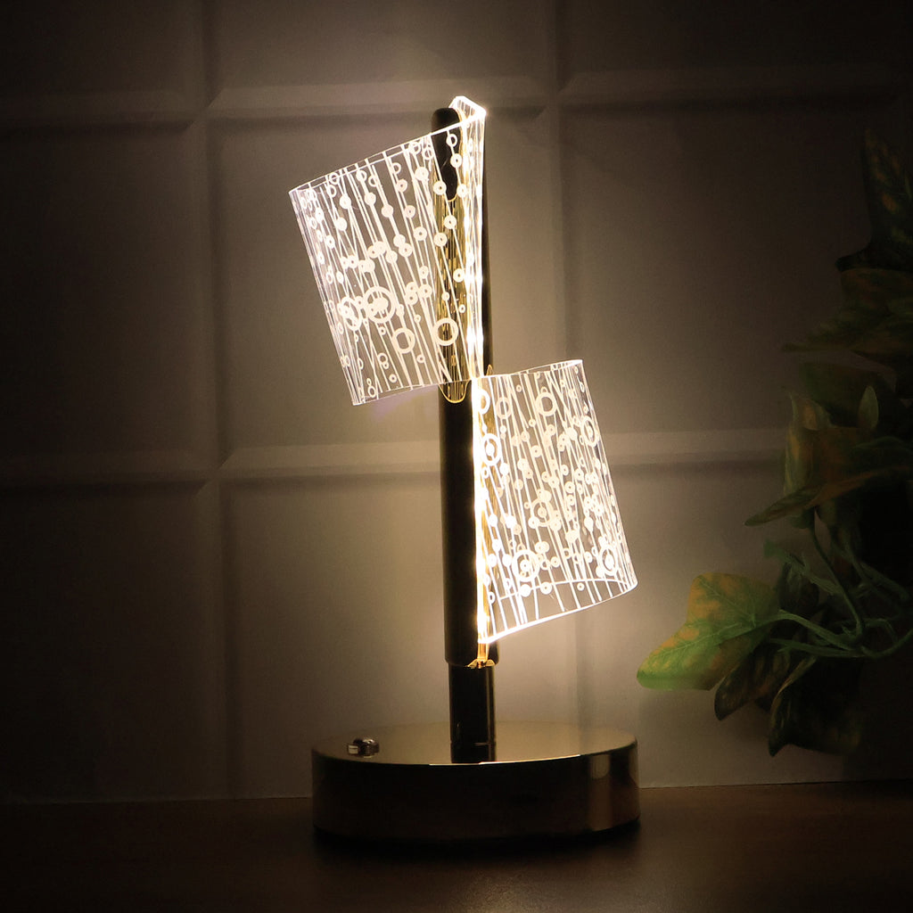 Luxury Crystal Led Double Shade Table Lamp (1 Pc)