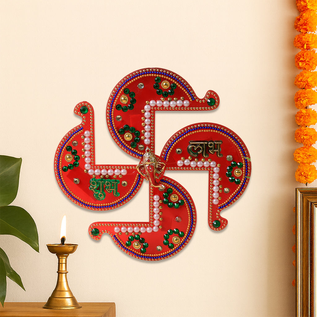 Acrylic Swastik Shubh Labh Wall Hanging  (1 Pc)