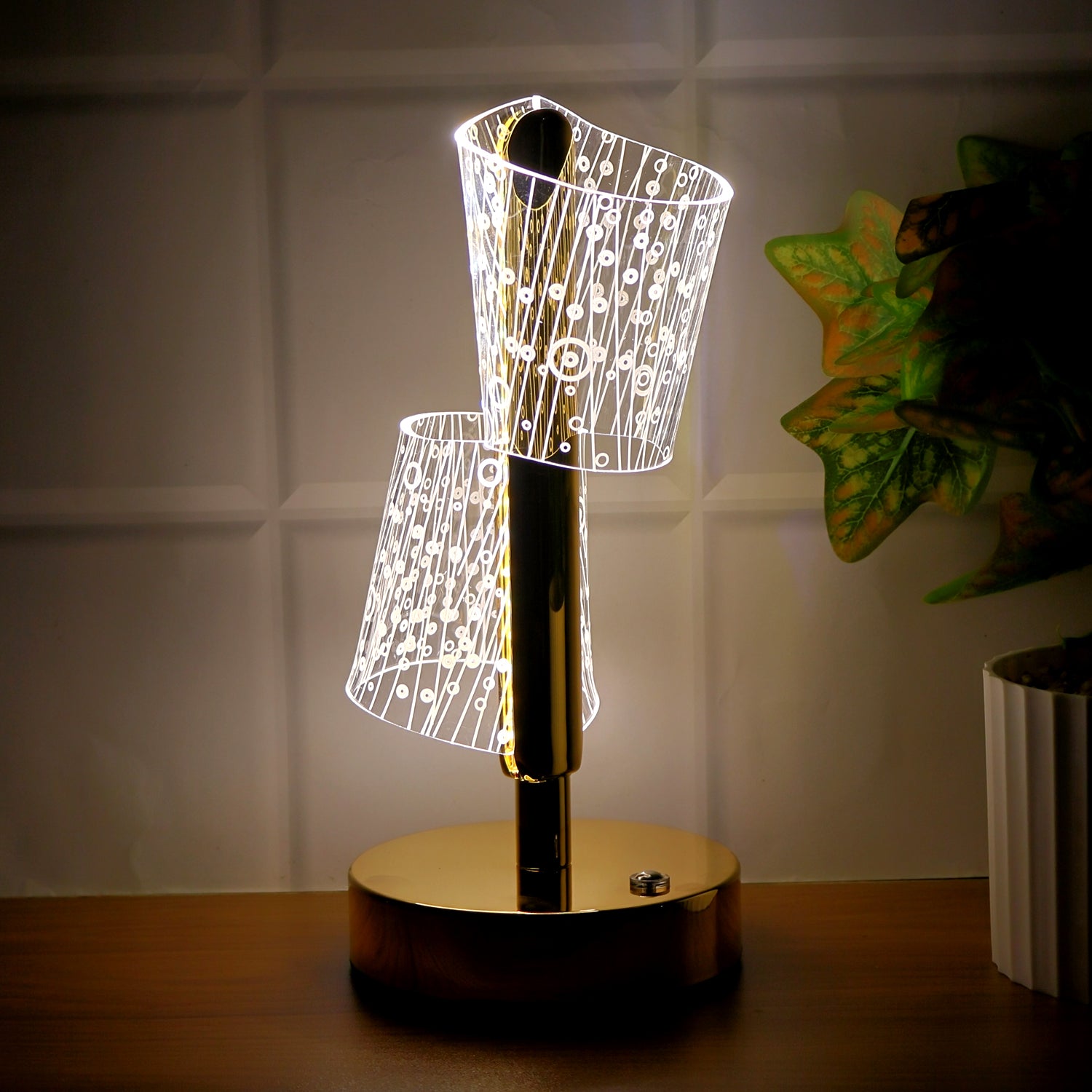 Luxury Crystal Led Double Shade Table Lamp (1 Pc)