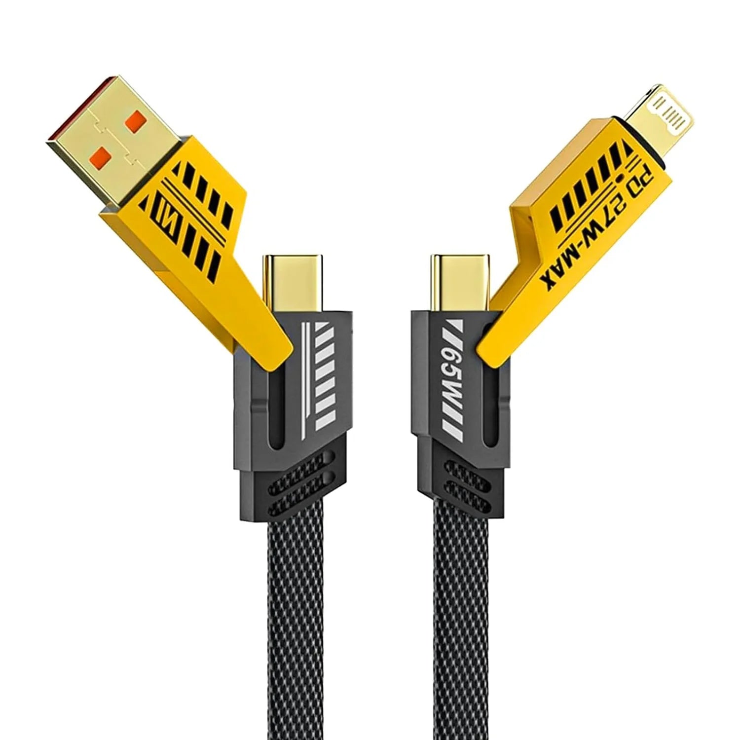 4 In 1 Fast Charging Cable With Multiport Usb-c To Type C Usb-c To Lightning (1 Pc)