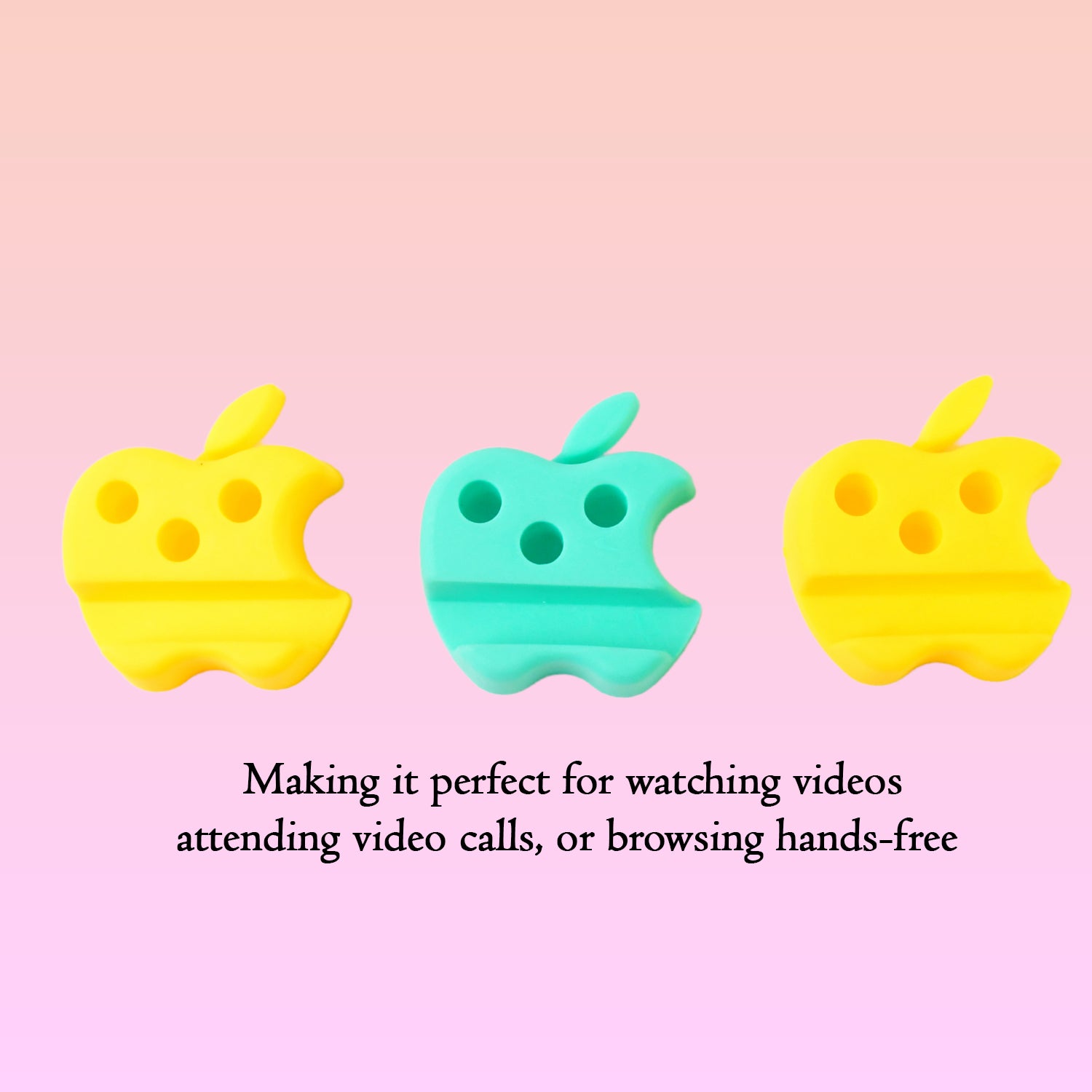 Multi-functional Apple-shaped Plastic Mobile Stand With Pen Holder (3 Pc  Mix Color)