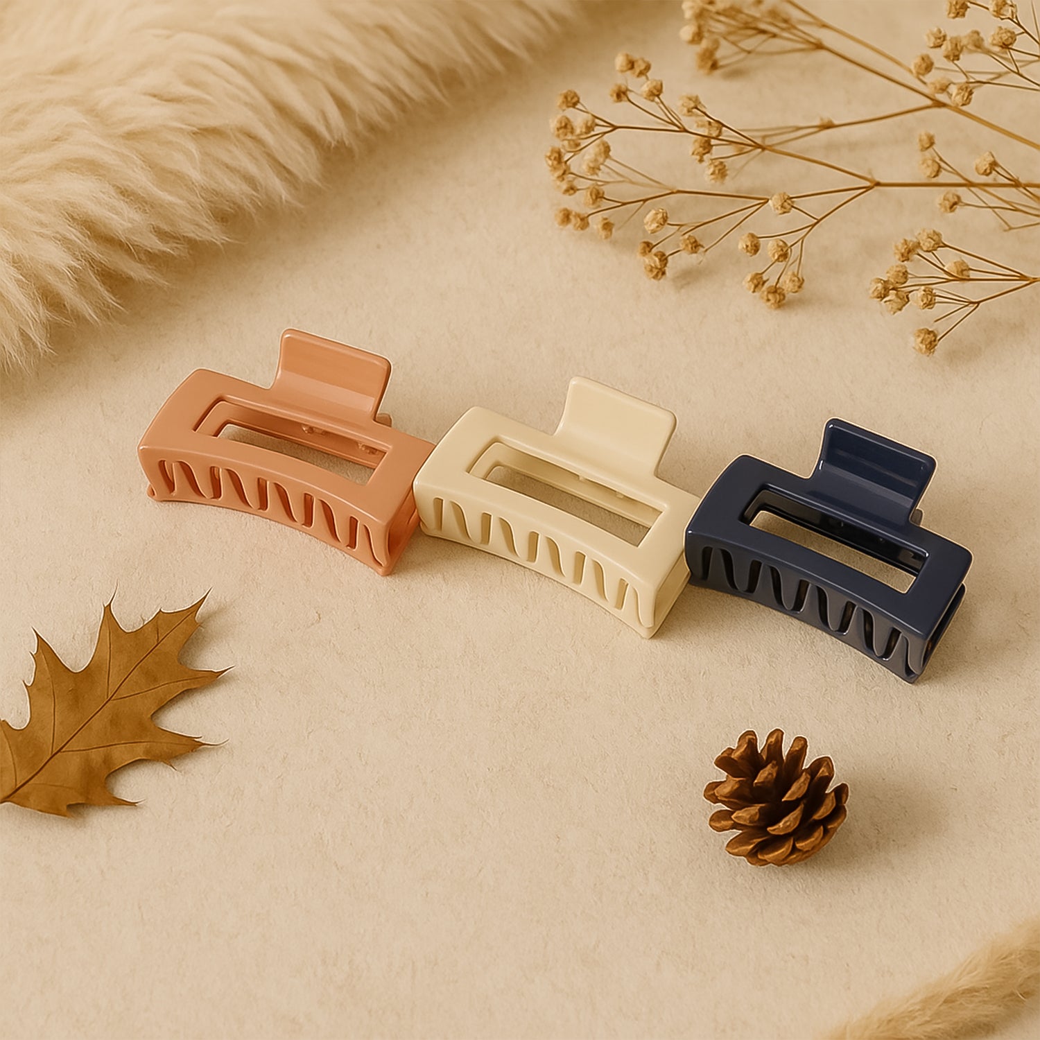 Matte Finish Rectangle Hair Claw Clip For Women And Girls  Assorted Color Pack  1 Pc