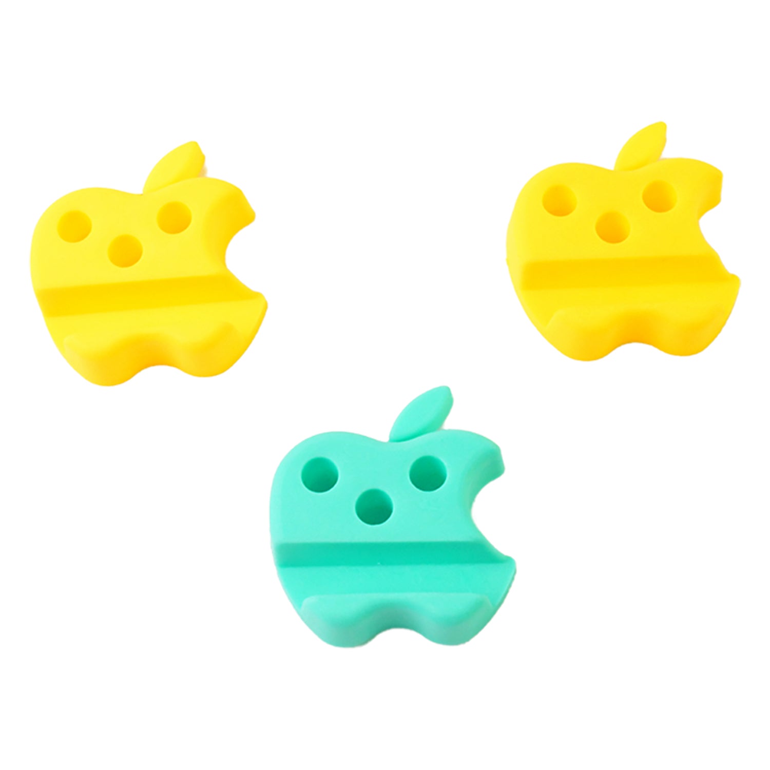 Multi-functional Apple-shaped Plastic Mobile Stand With Pen Holder (3 Pc  Mix Color)